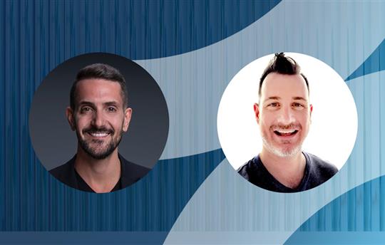 Panos Anadiotis and David Gacsko on a blue background