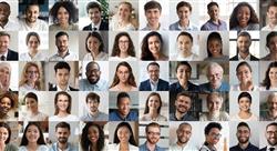 Diverse collage of smiling headshots