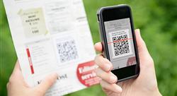 smart phone scanning a QR code