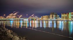 evening skyline of Green Bay